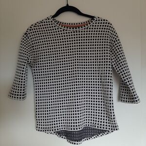 3/4 Length Black & White Windowpane Shirt - Lou & Grey - XS